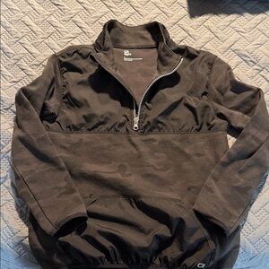 GapFit Girls Zip-Up Pullover Sweater - Black Camo
